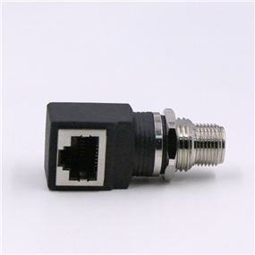 M12 RJ4590°弯头连接器 X扣以太网转接头